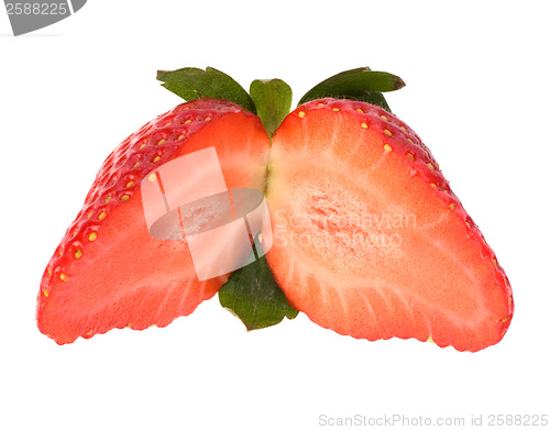 Image of Halved strawberry isolated on white background