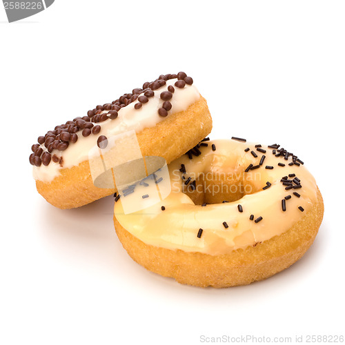 Image of Delicious doughnuts isolated on white background 