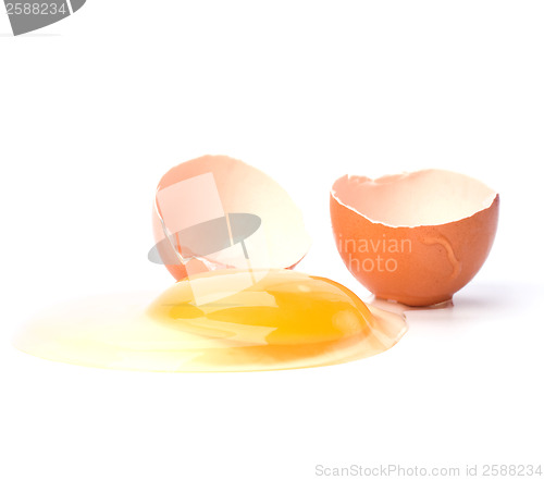 Image of broken egg isolated on white background