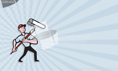 Image of House Painter Paint Roller Painting Cartoon