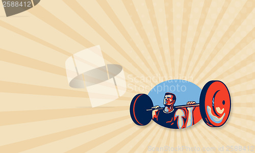 Image of Weightlifter Lifting Weights Retro