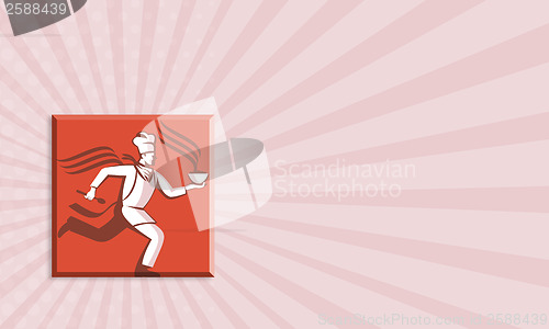 Image of Chef Cook Baker Running With Soup Bowl