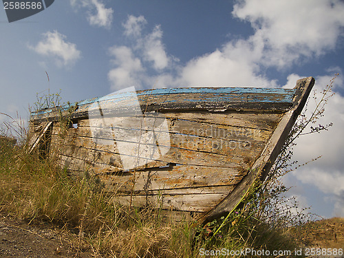 Image of Old nautical vessel - abandoned on the dry land