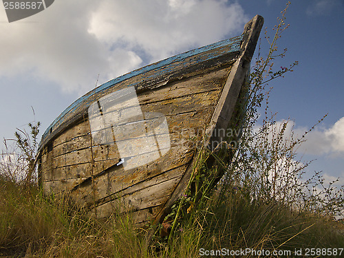 Image of Old nautical vessel - abandoned on the dry land