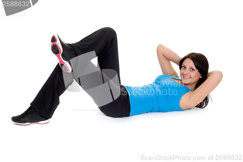 Image of beautiful girl doing exercise