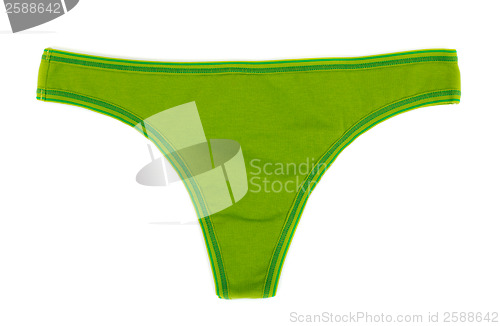 Image of green underwear. Womans panties, isolated on white