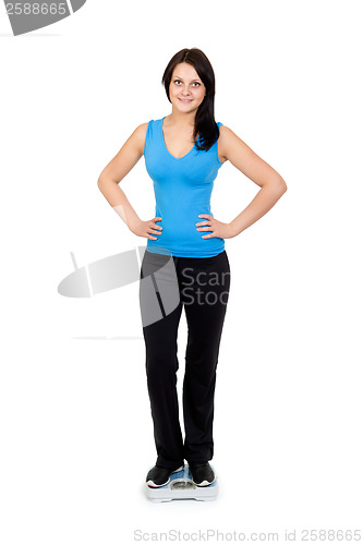 Image of slim girl standing on the scales