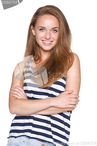 Image of Positive teen girl smiling