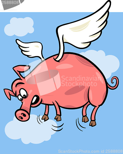 Image of when pigs fly cartoon illustration