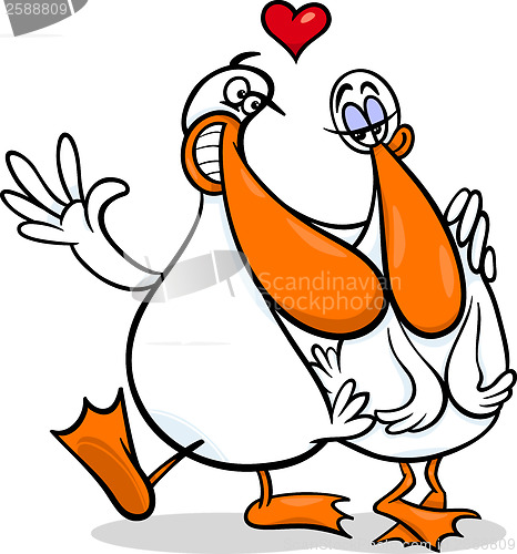 Image of ducks in love cartoon illustration