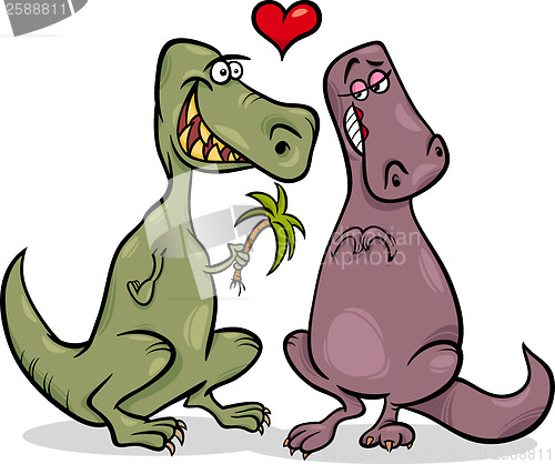 Image of dinos in love cartoon illustration