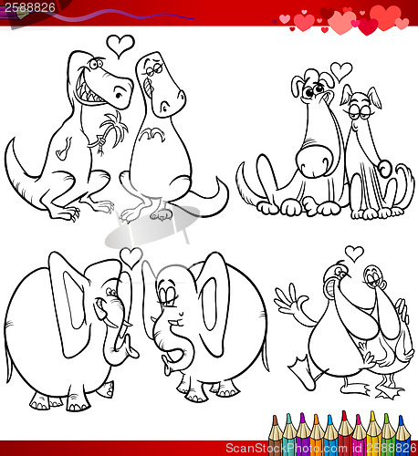 Image of valentine cartoon themes for coloring