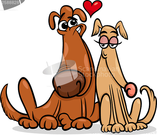 Image of dogs in love cartoon illustration