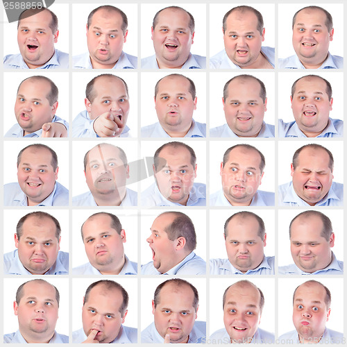 Image of Collage portrait fat man with difference emotions