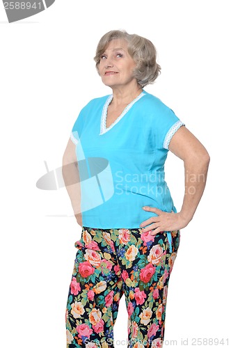 Image of Elderly woman on white background