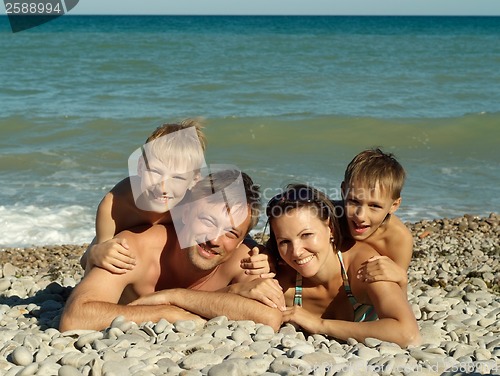 Image of Family swimming in the sea