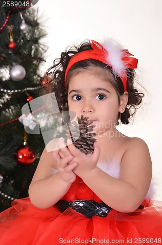 Image of Little girl celebrating Christmas