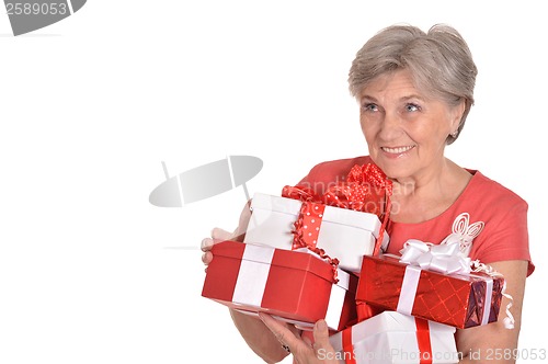 Image of Elderly woman with gifts