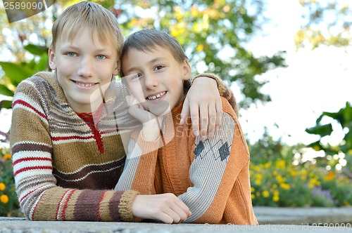 Image of Two brothers in nature