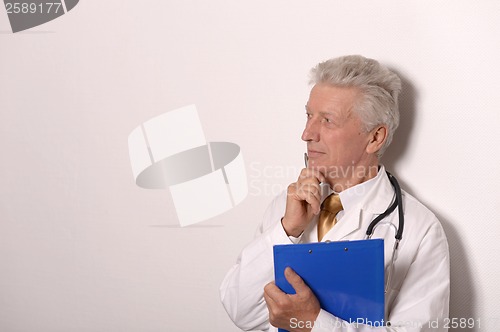 Image of Serious doc in a white coat