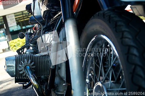 Image of low angle vintage motorcycle