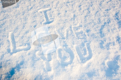 Image of Happy Valentine's Day. The inscription on the snow
