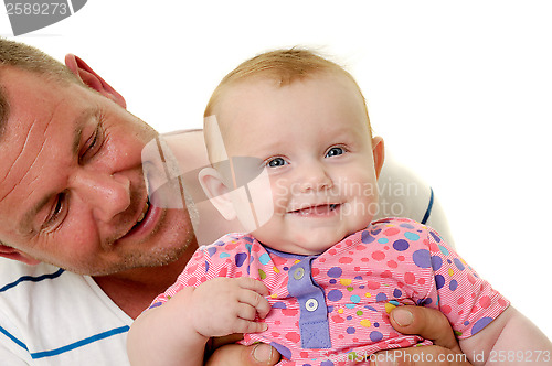 Image of Smiling father and baby