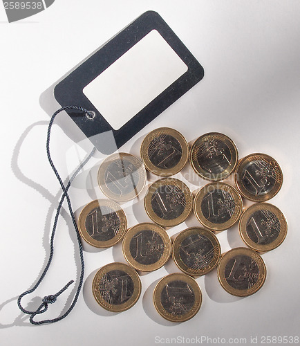 Image of Euro coins with price tag label
