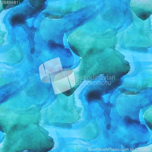 Image of abstract blue seamless painted watercolor background on paper te