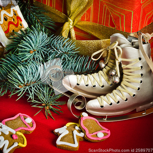 Image of decoration and gifts of toys for Christmas 