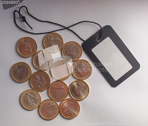 Image of Euro coins with price tag label