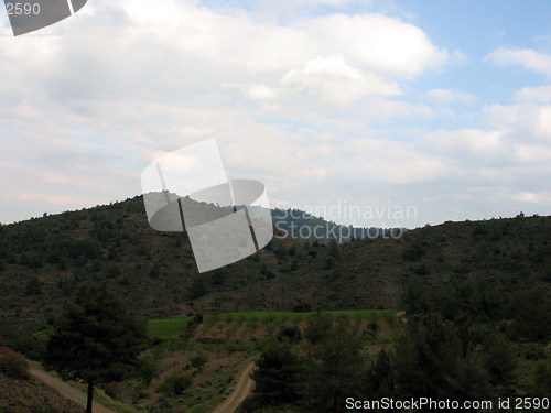 Image of White blue skies. Cyprus