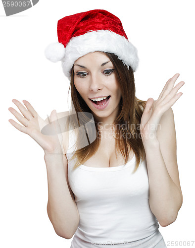 Image of Surprised christmas girl