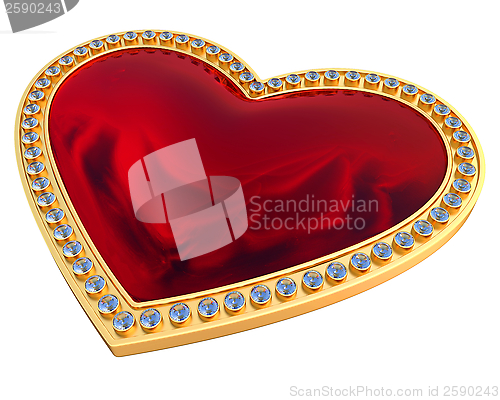 Image of Heart gemstone in gold and diamonds