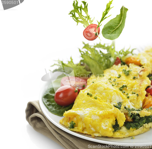 Image of Omelet With Lettuce And Vegetables 