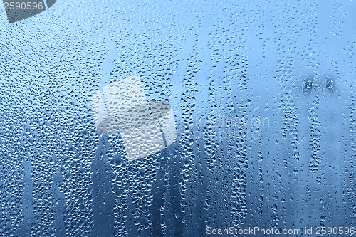 Image of Natural water drops on glass