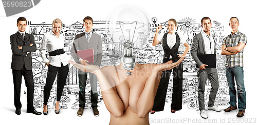 Image of Business Team With Lamp Head