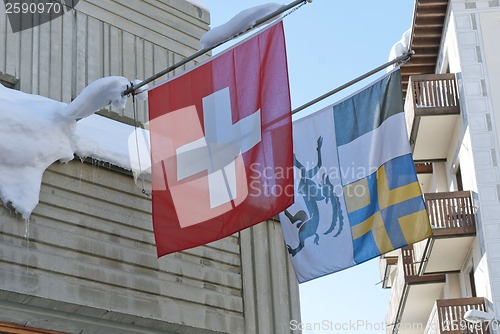 Image of Flags of Switzerland and Canton of Graubuenden