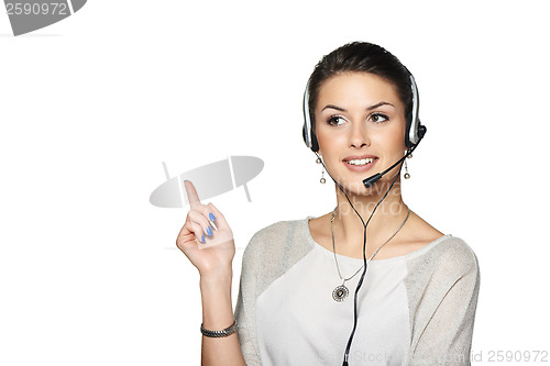 Image of Smiling support phone operator in headset