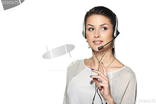 Image of Smiling support phone operator in headset