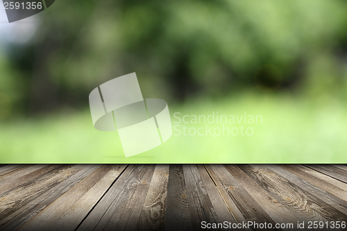 Image of wooden veranda in nature