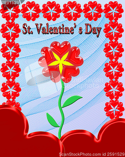 Image of beautiful flower for Valentine's day in red frame