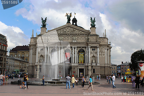 Image of architectural ensemble of opera-house in Lvov city