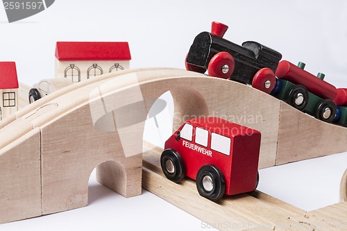 Image of toy traffic with car and train