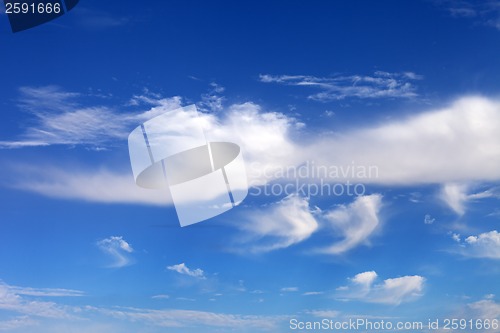 Image of Blue sky with clouds in summer sun day