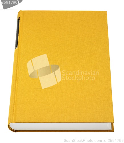 Image of Yellow book isolated on white, black frame for title on the spin