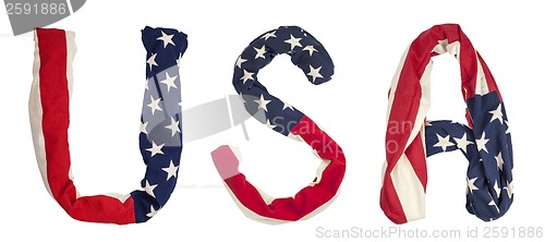 Image of letters U, S, A, american flag