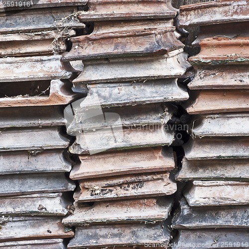 Image of Pile of brown hearth tiles