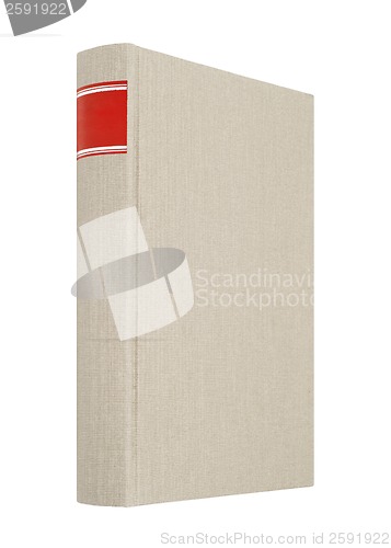 Image of Grey book isolated on white, red frame for title on the spine