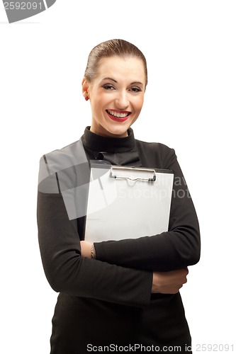 Image of Happy businesswoman isolated on white